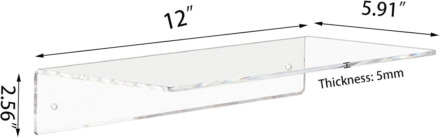 Weiai Clear Acrylic Shelves 12 Inch Set of 4