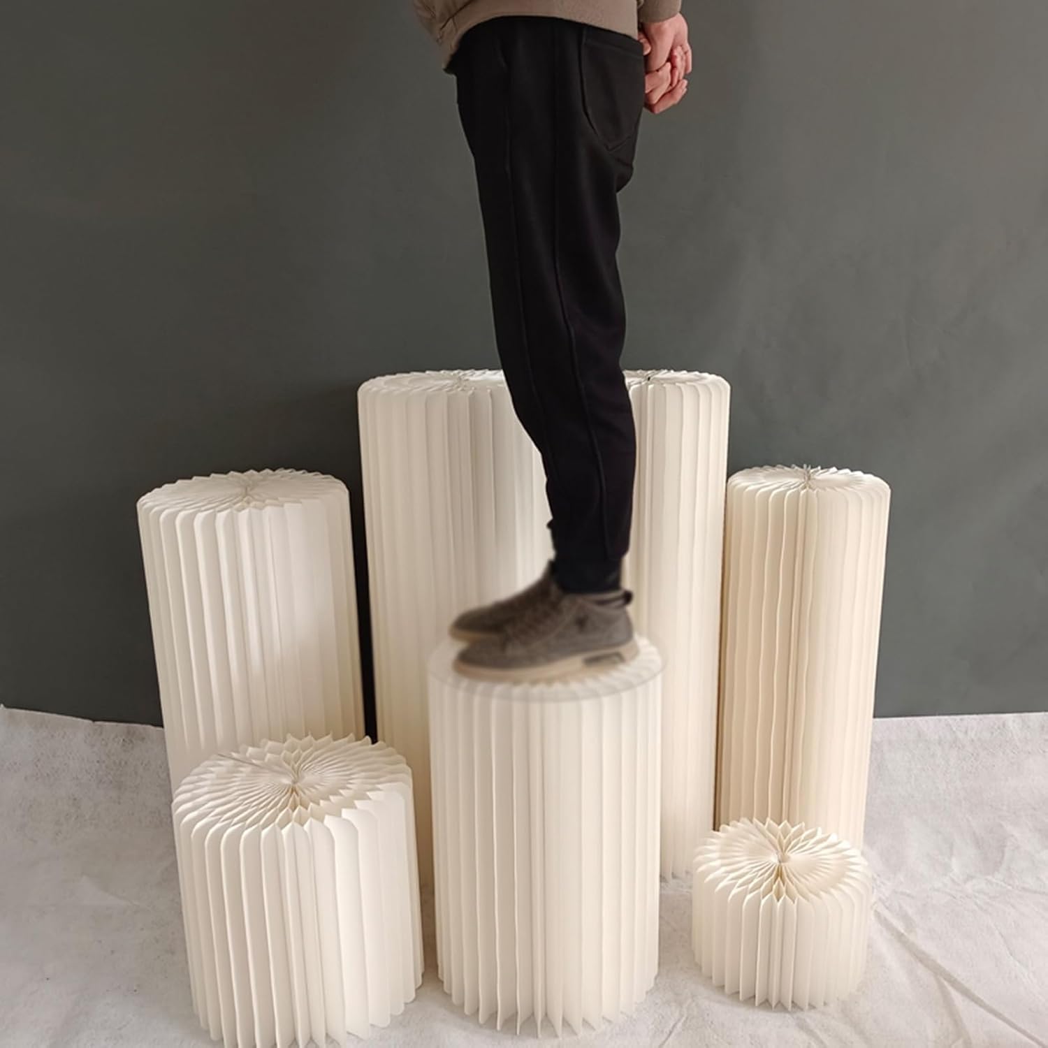 5pcs Foldable Cylinder Pedestal Stands for Wedding Decor
