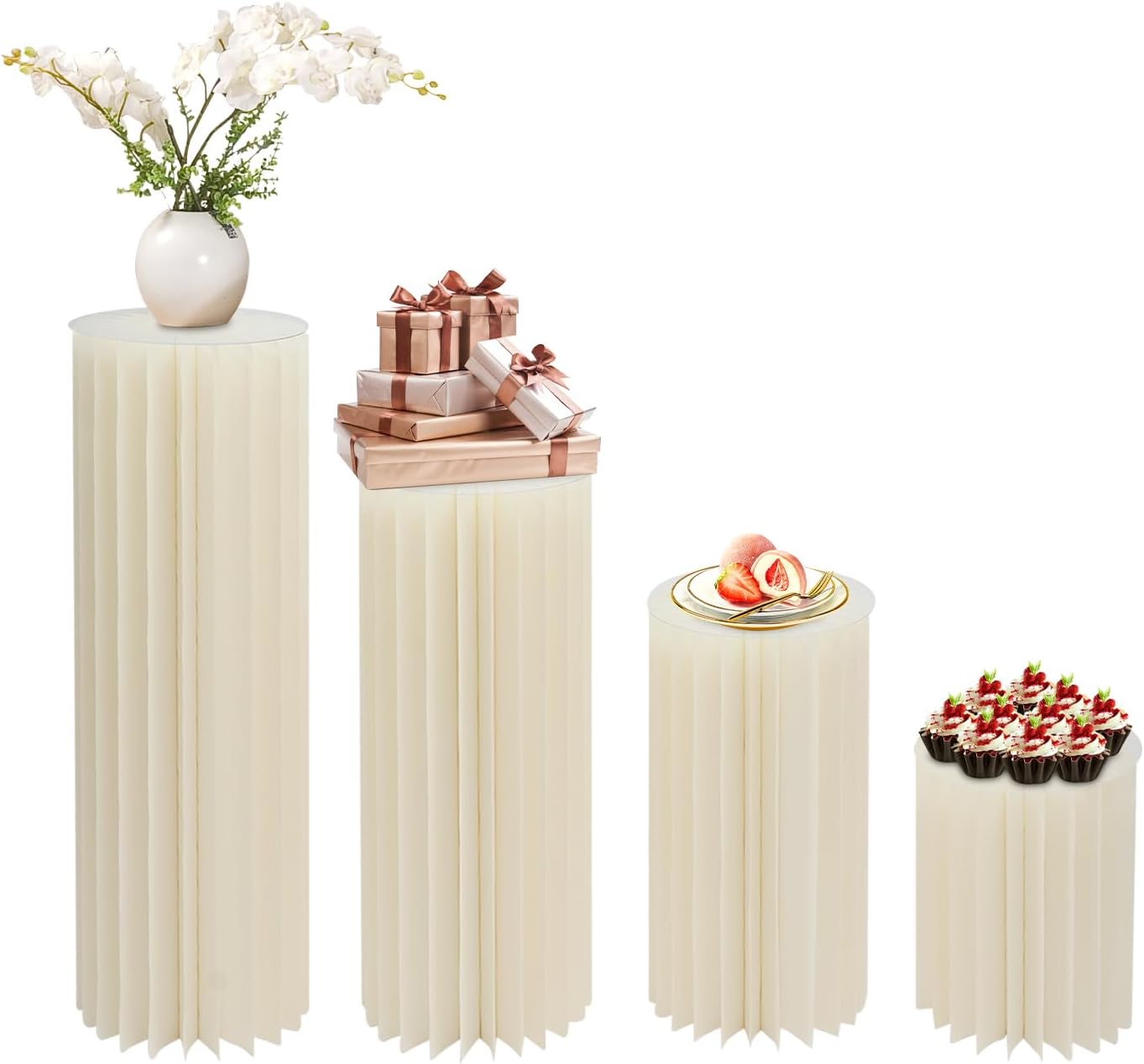 4Pcs Foldable Cardboard Vases for Wedding Party Decor