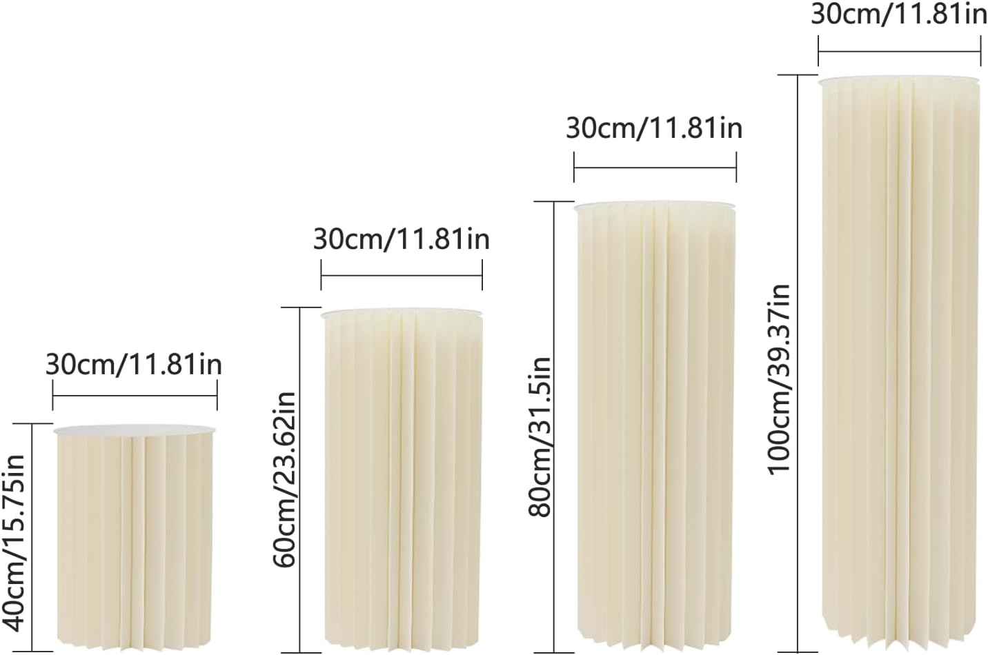 4Pcs Foldable Cardboard Vases for Wedding Party Decor