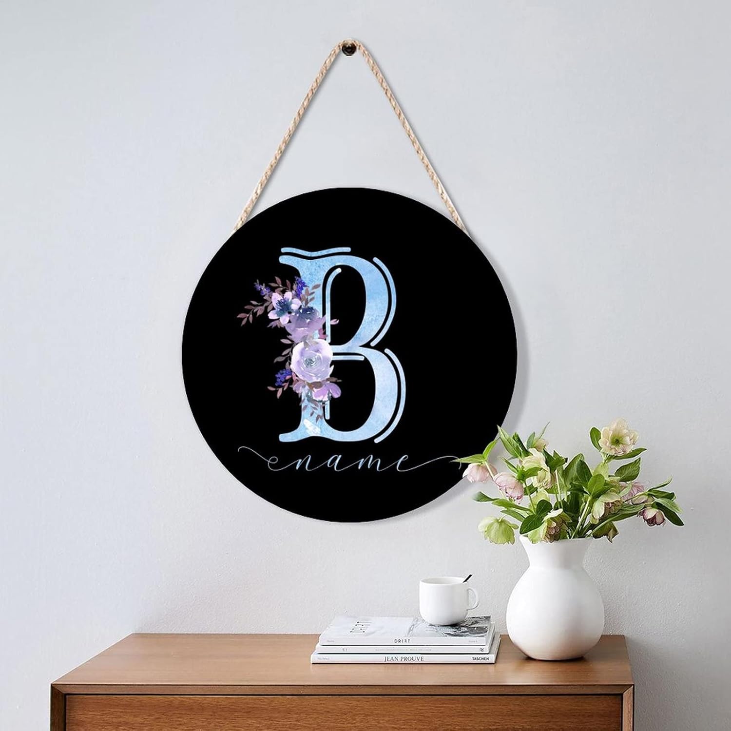 Farmhouse Door Hanger Letter B Personalized Wood Sign