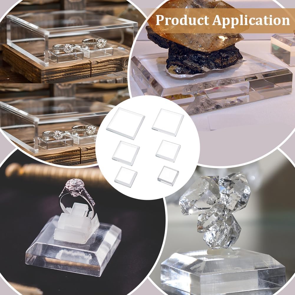 PH PandaHall 6 Pack Clear Glass Display Bases