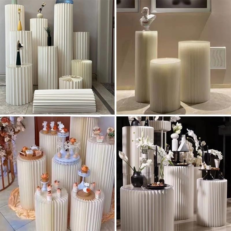 5pcs Foldable Cylinder Pedestal Stands for Wedding Decor