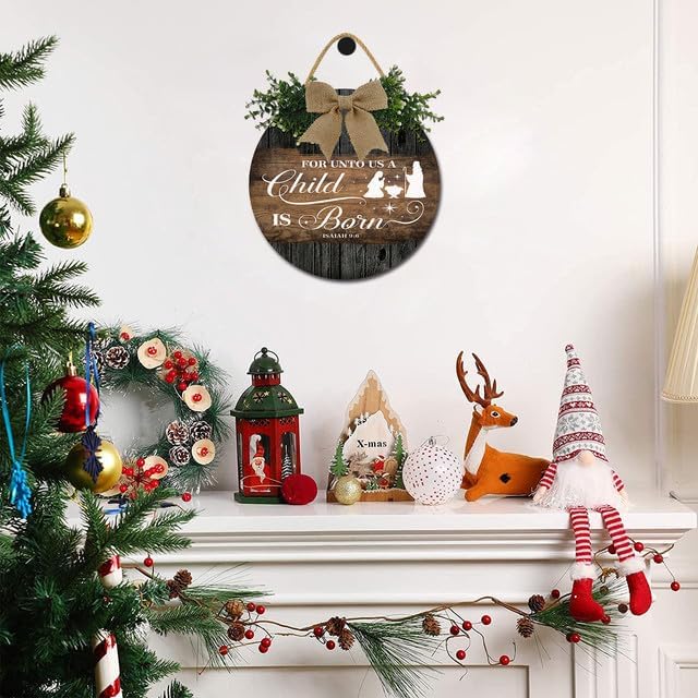 Christmas Ornament Door Hanger 12 Inch Wooden Welcome Wreath