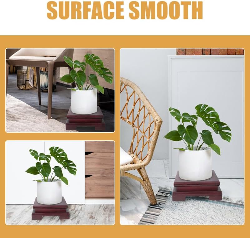 Luxshiny Small Square Wood Display Stand for Tea Pot Flowerpot Bonsai Buddha Statue