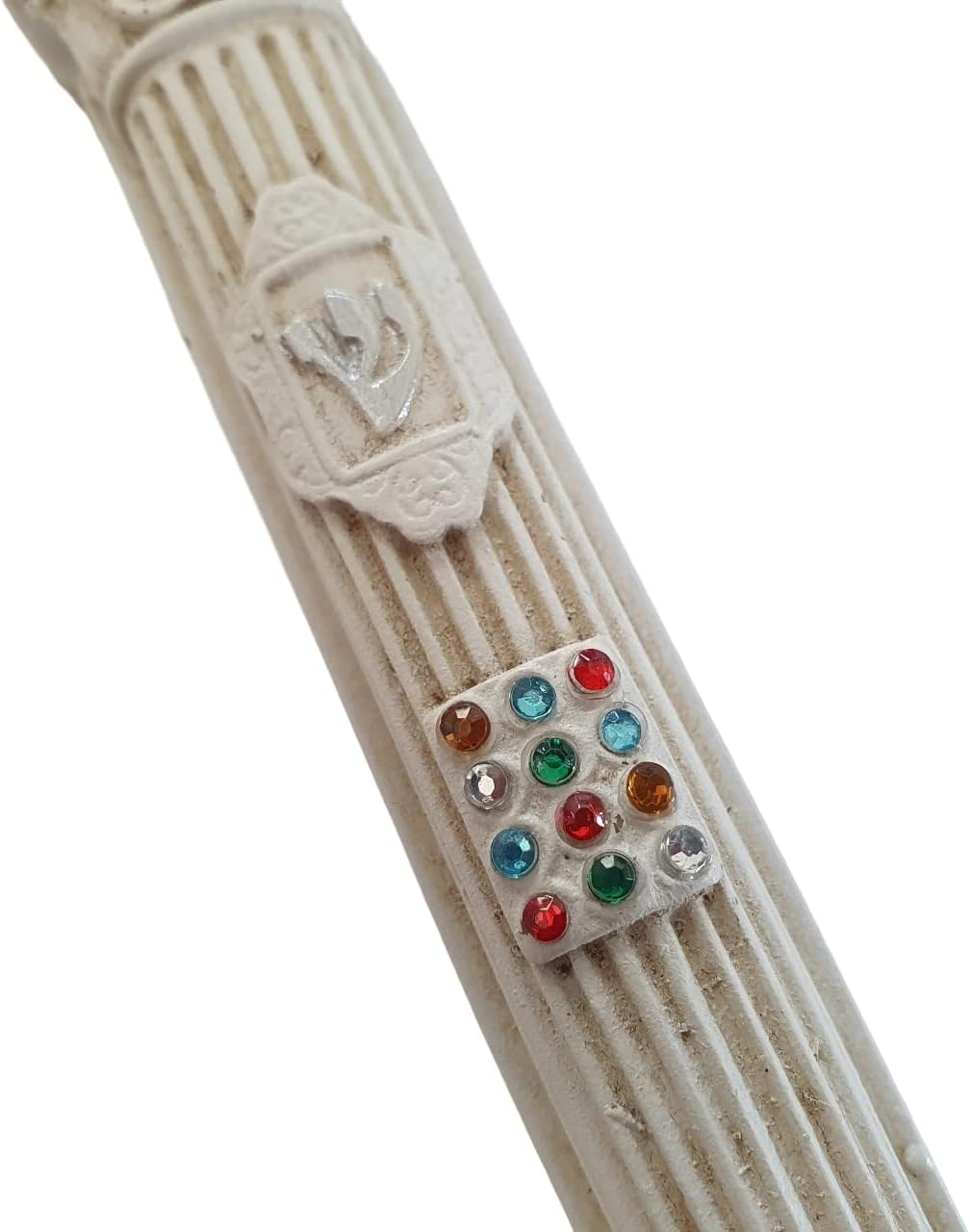 Classic Greek Style Mezuzah with 12 Choshen Gems