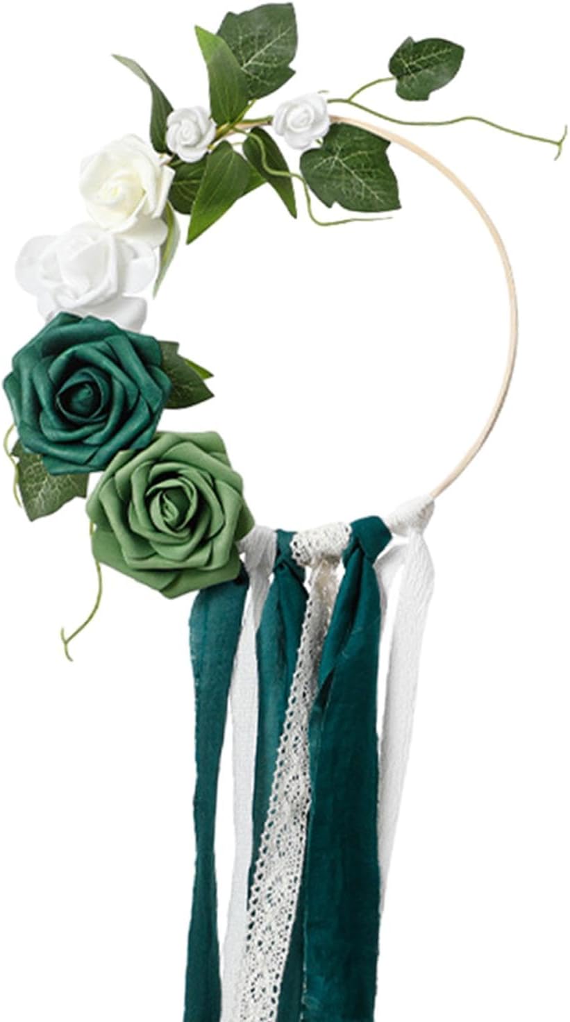 Artificial Spring Flower Wreath Wall Decor Green