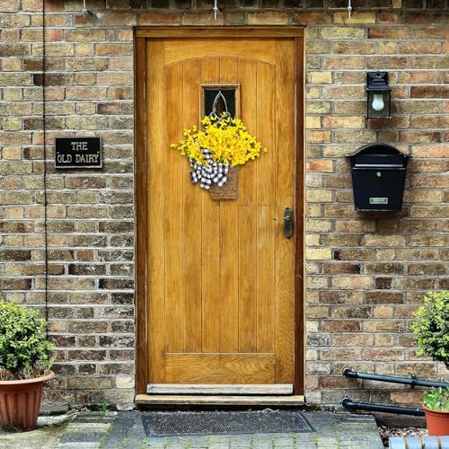 Artificial Spring Door Wreath with Rattan Frame