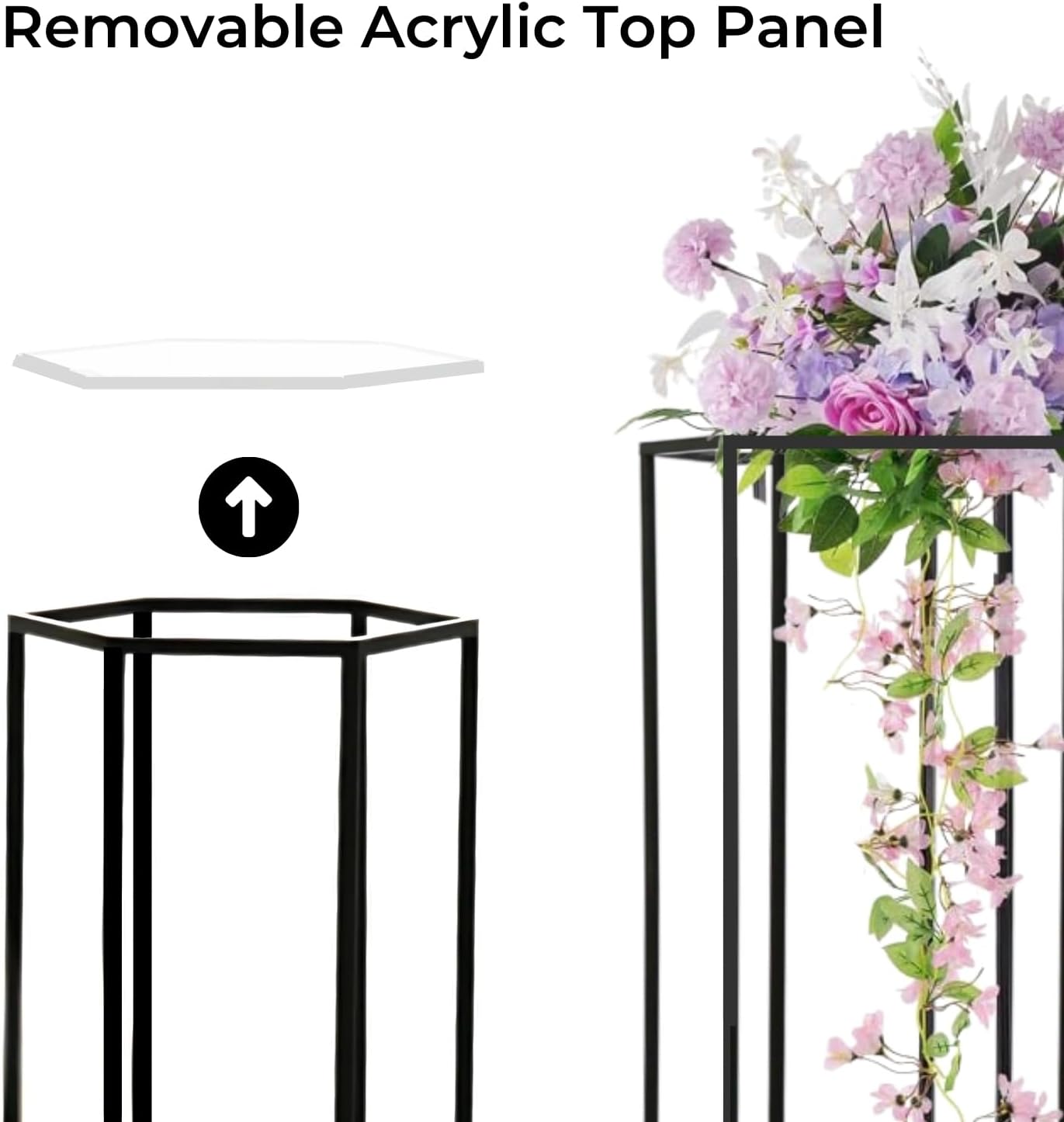 3PCS Round Black Metal Plant Stand for Party and Wedding