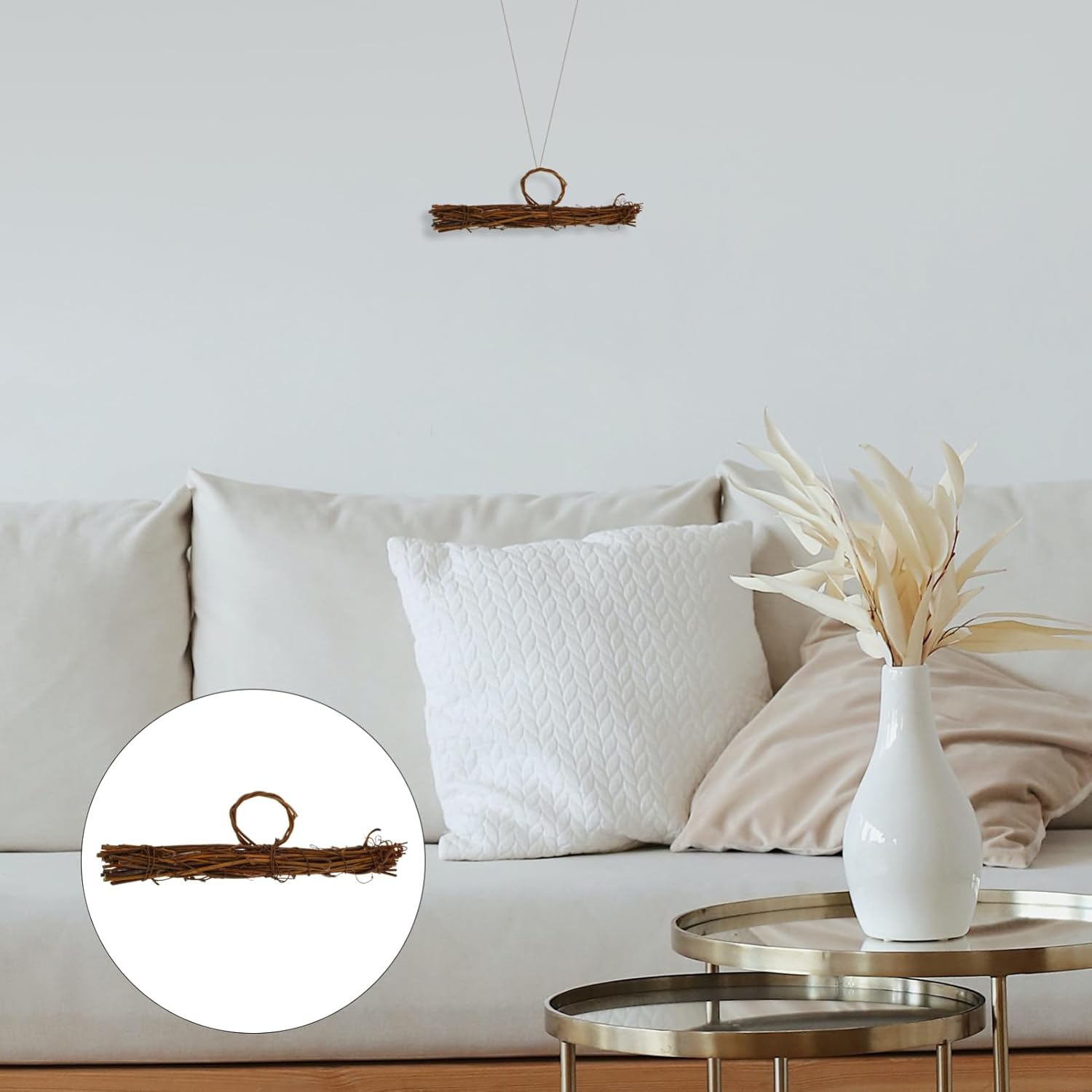 Happyyami Hanger Shape Rattan Wreath Frame DIY Crafting Hoop Ring