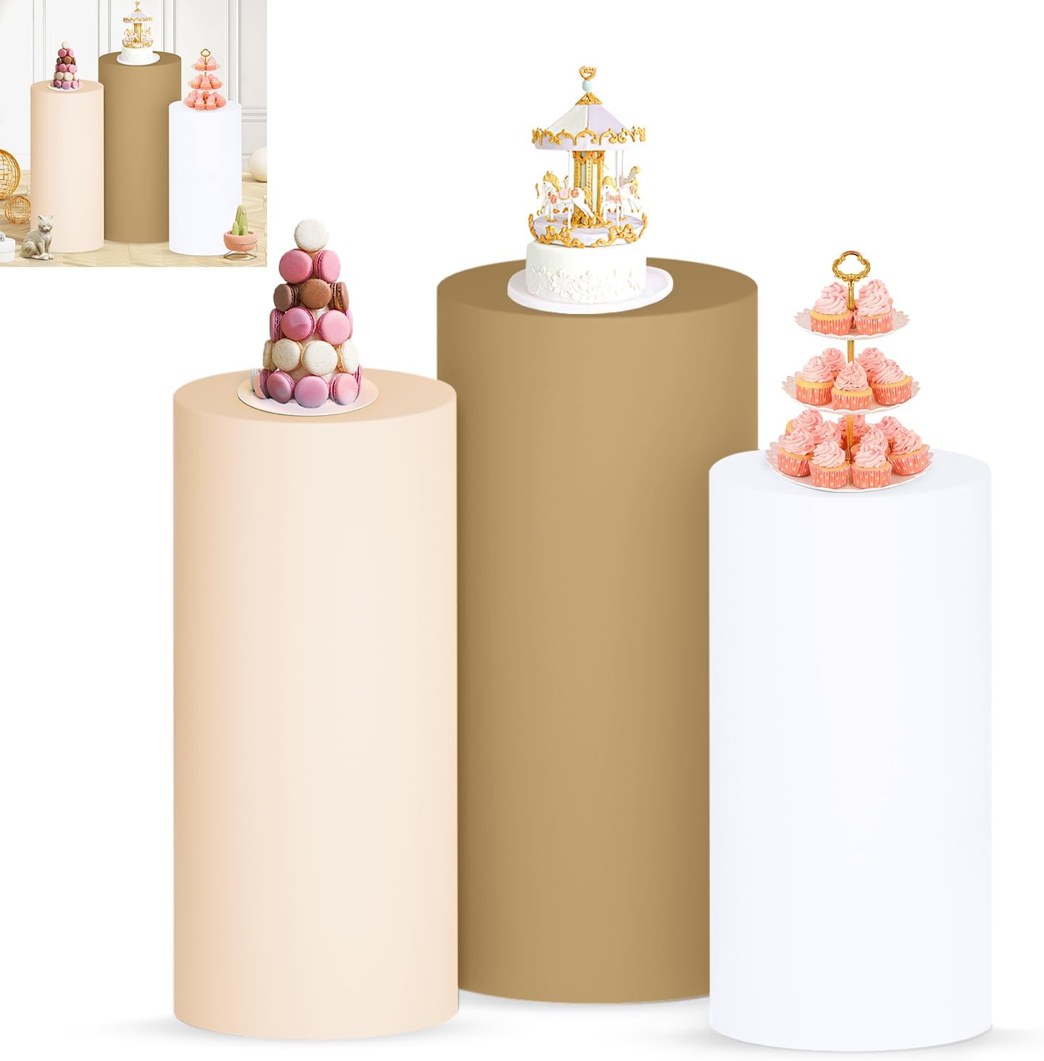 OMKSIH Cylinder Pedestal Covers Set of 3