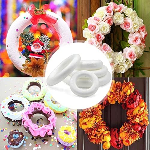 RLECS 4pcs Foam Wreath Forms White Circles for Flower Projects and Home Decor