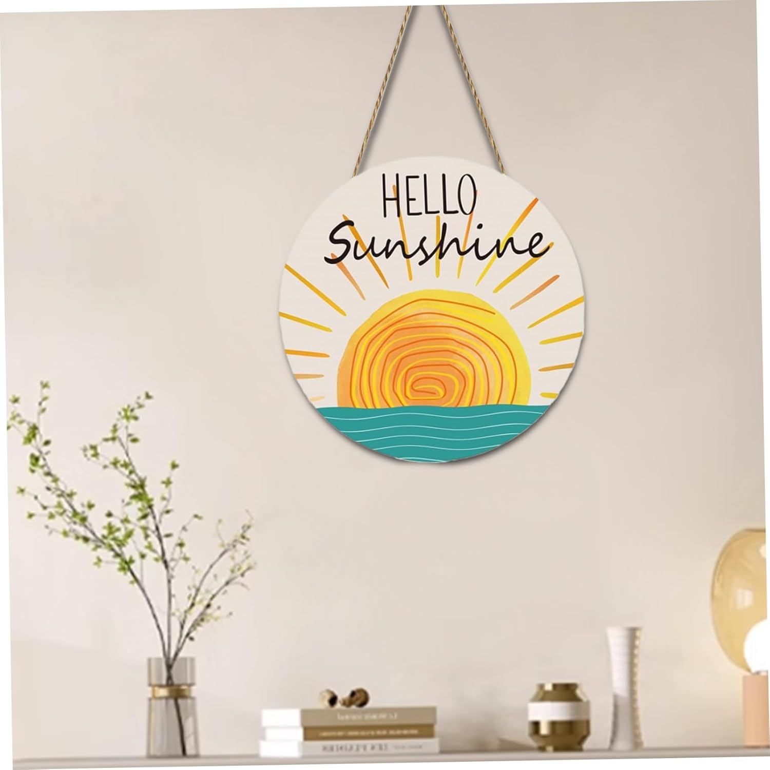Summer Door Wreath 12x12 Wood Hello Sunshine Decor