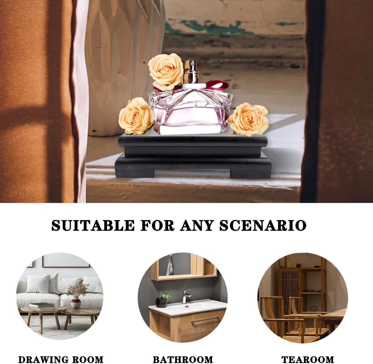 LNQ LUNIQI Square Wooden Display Stand for Vase and Plant
