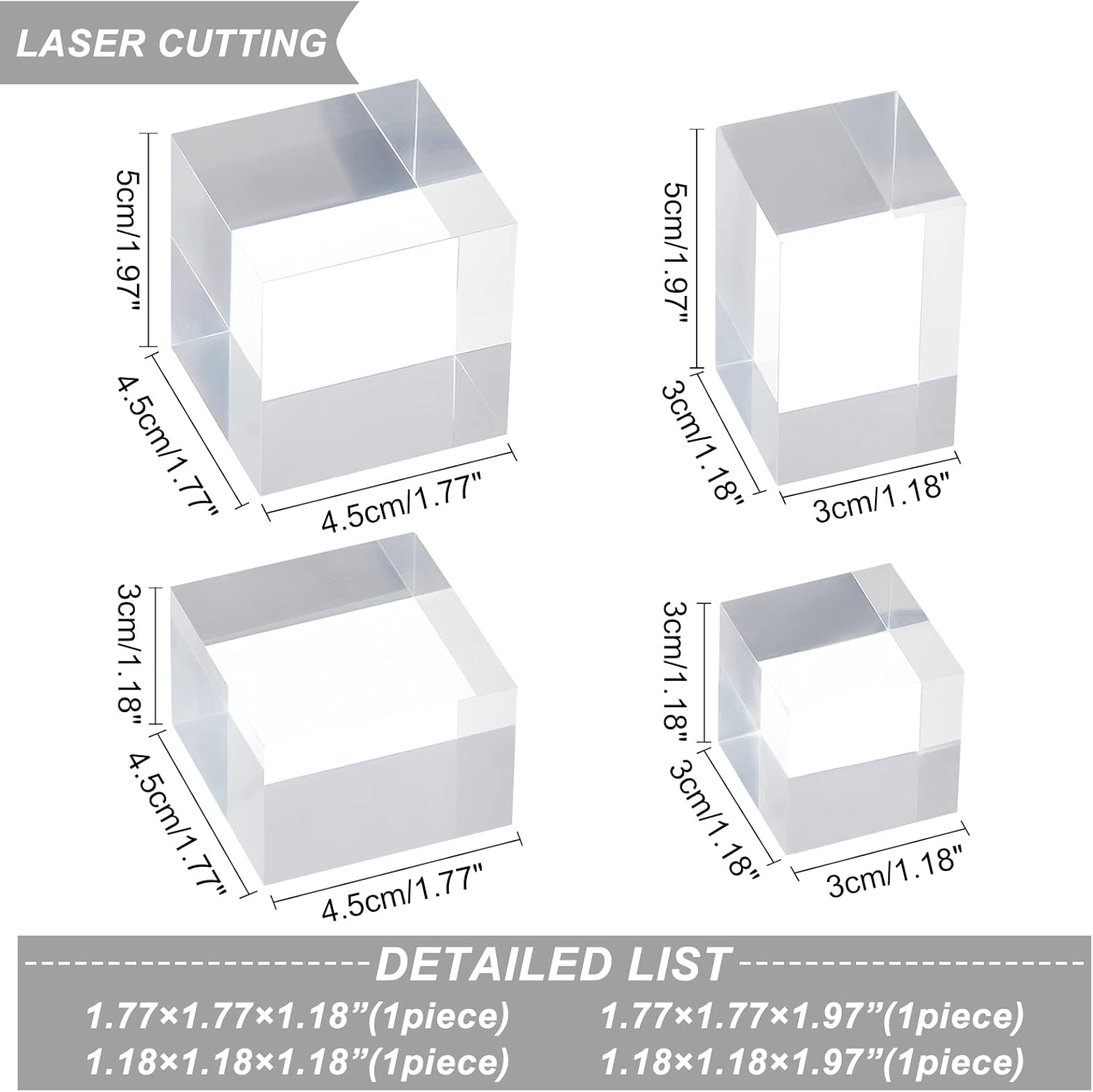 OLYCRAFT 4PCS Clear Acrylic Display Cubes for Jewelry and Collectibles 1