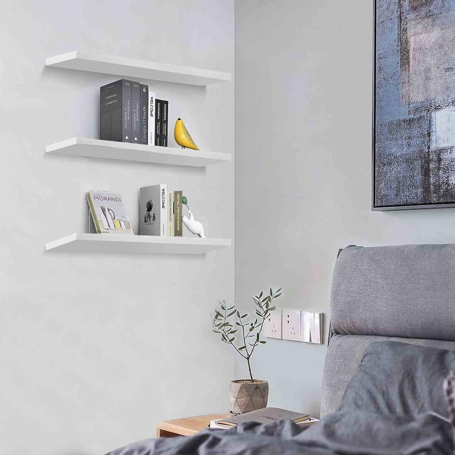 Solid Wood Floating Shelves Set of 3
