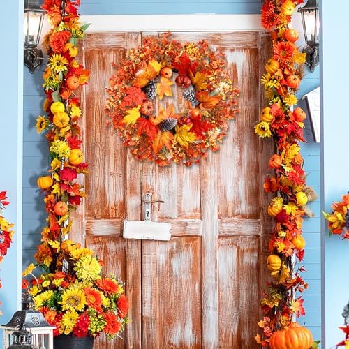 22 Inch Fall Wreath for Front Door