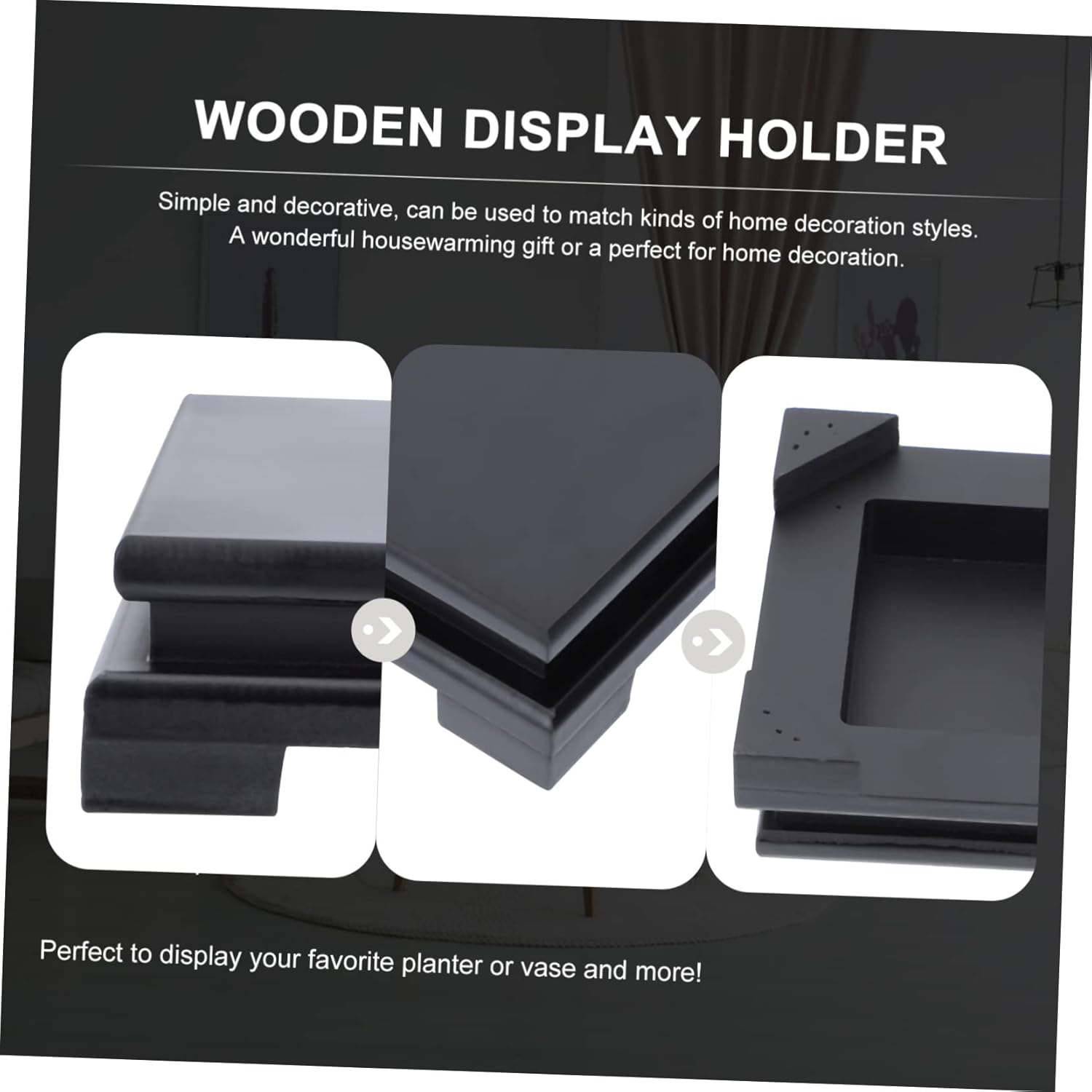 Cabilock 2 Pcs Square Wood Display Stand for Vases and Decor