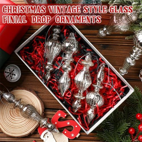 Mifoci 8 Pcs Mercury Glass Christmas Finials
