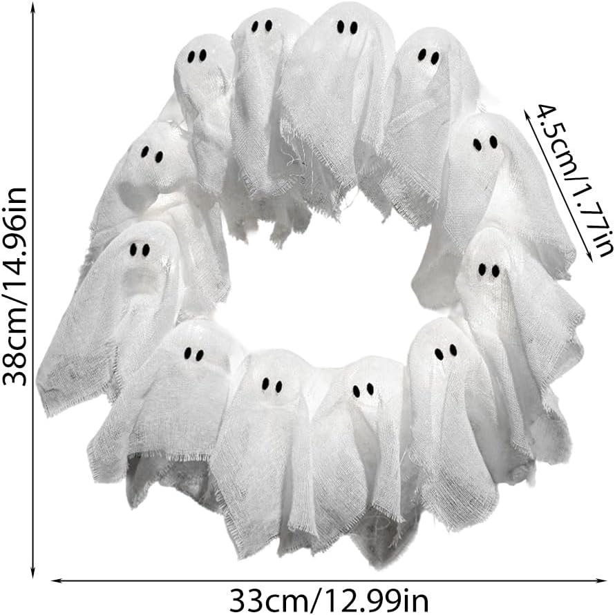 Halloween Ghost Wreath with 12 LED Lights