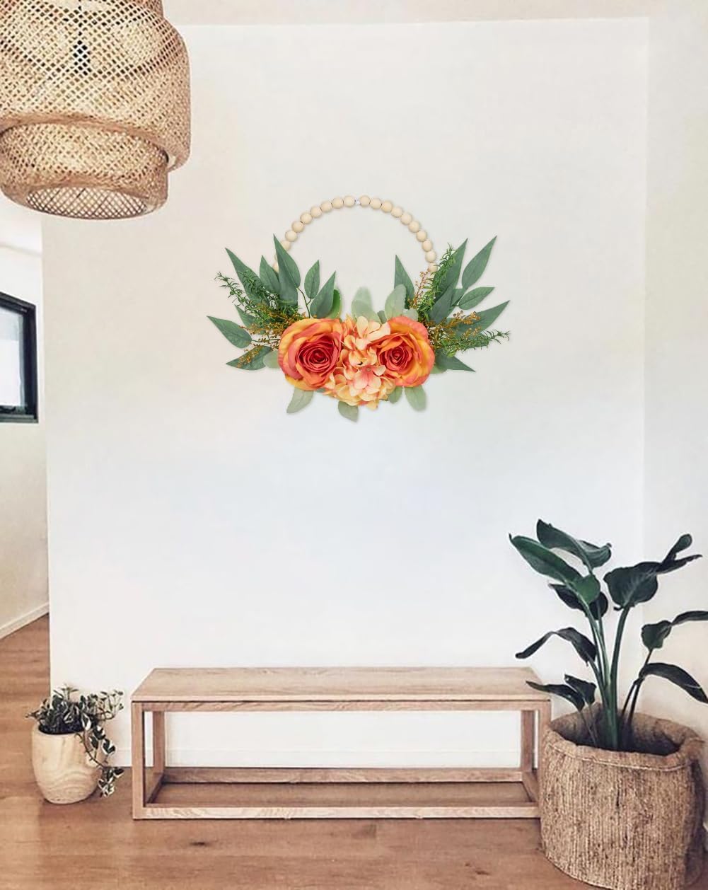 DILATATA Spring Wreaths Front Door Decor 2 Pack Orange