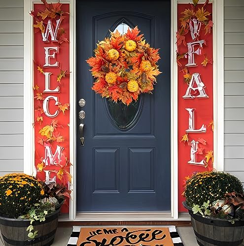 20 Inch Fall Wreath for Front Door and Entryway