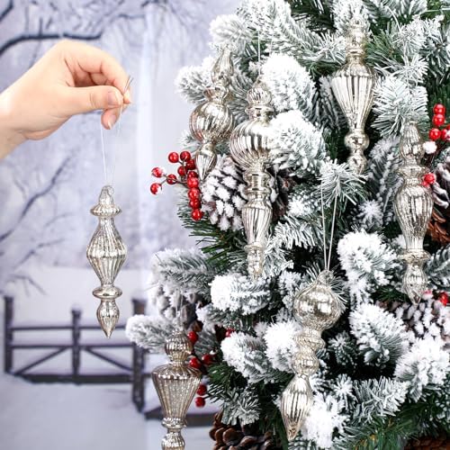 Mifoci 8 Pcs Mercury Glass Christmas Finials