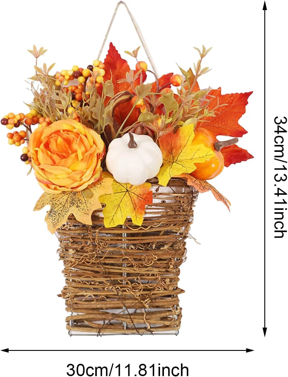 Thanksgiving Door Wreath with Peony and Pumpkin