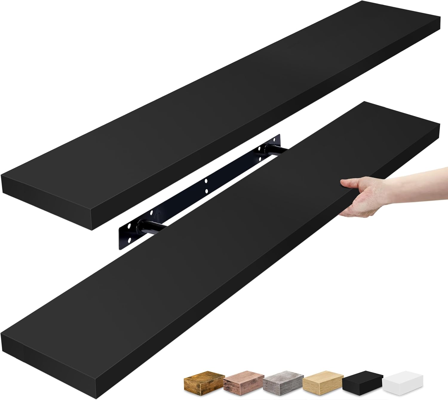 Sorbus Floating Shelves for Wall - 35 Inch Long Black 2 Pack
