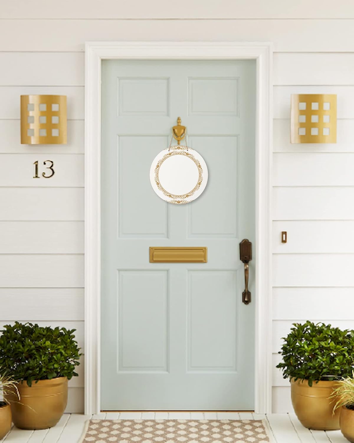 10 Inch Floral Wreath Front Door Decor Sign