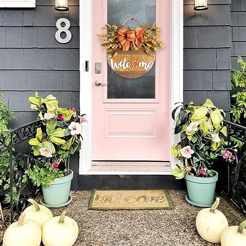 Fall Welcome Sign Decor Front Door Wreath