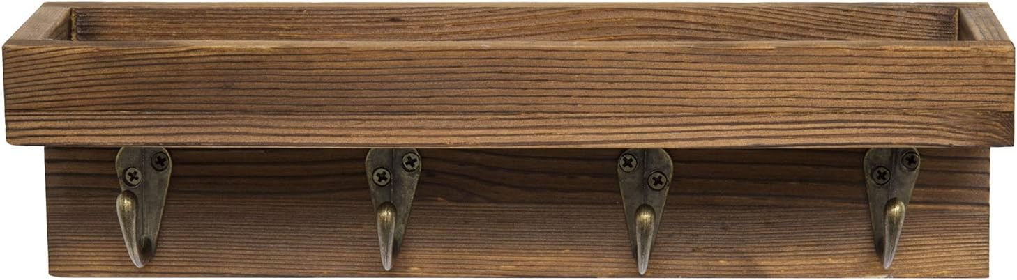 MyGift 10 Inch Floating Wall Shelf with Hooks