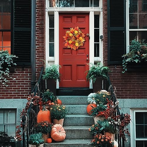 20 Inch Fall Wreath for Front Door and Entryway