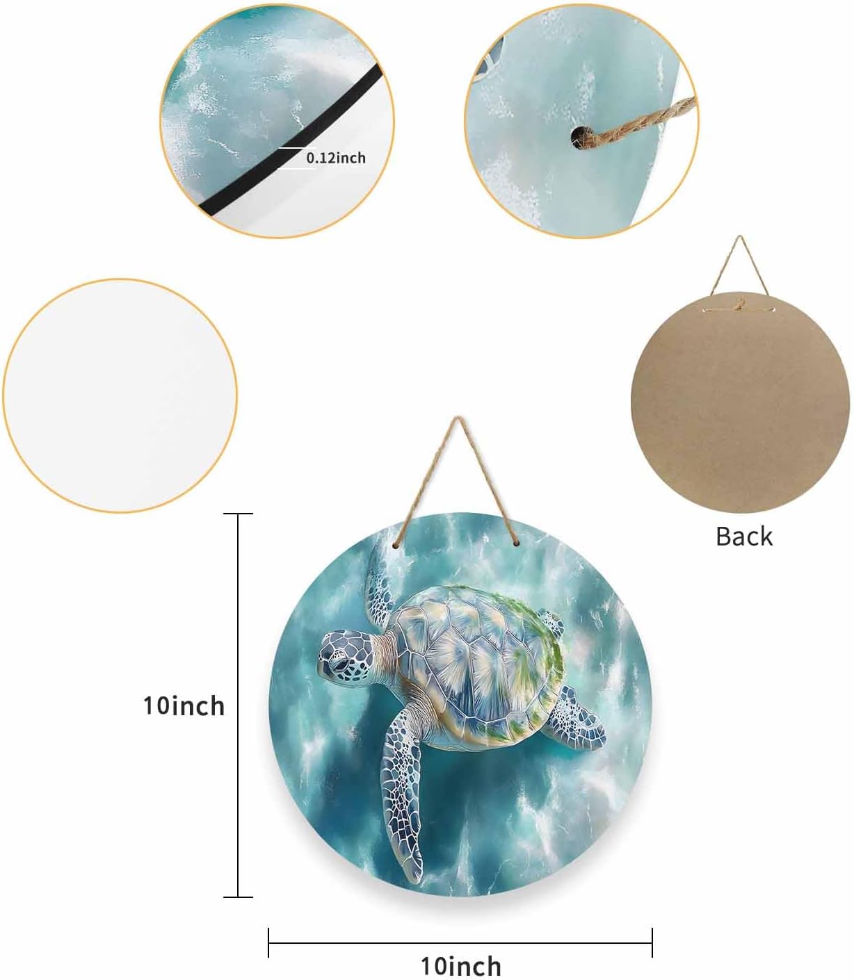 10 Inch Ocean Turtle Door Wreath Welcome Sign
