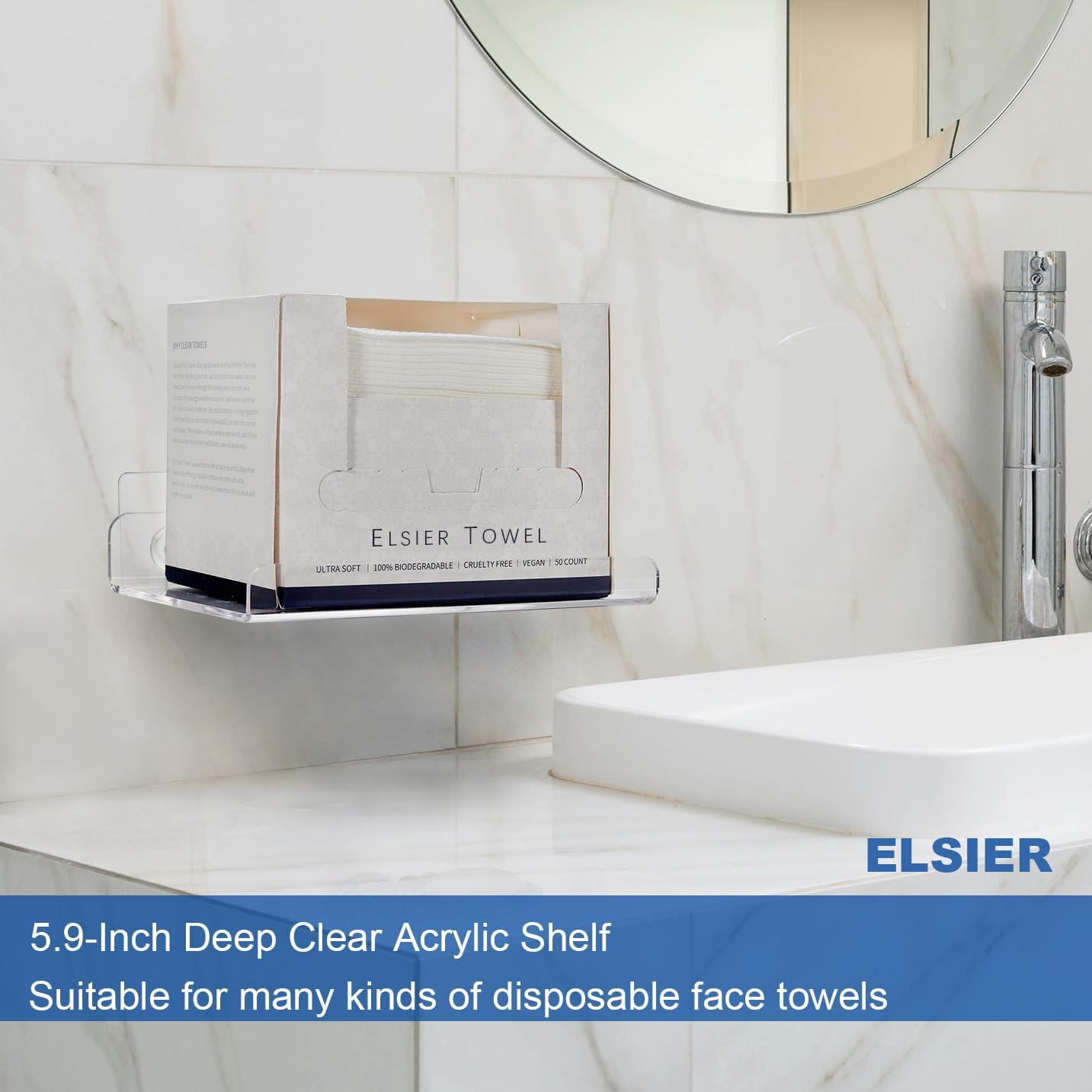ELSIER Acrylic Floating Shelves 59 Inch Deep Clear Display Organizer 2 Pack