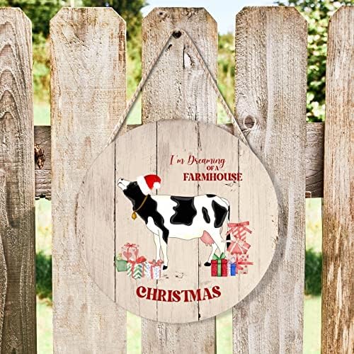 Farmhouse Door Hanger with Farm Animal Design 10x10in Wood Sign