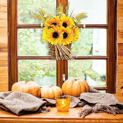 Ochine Sunflower Wreath Door Hanger Basket