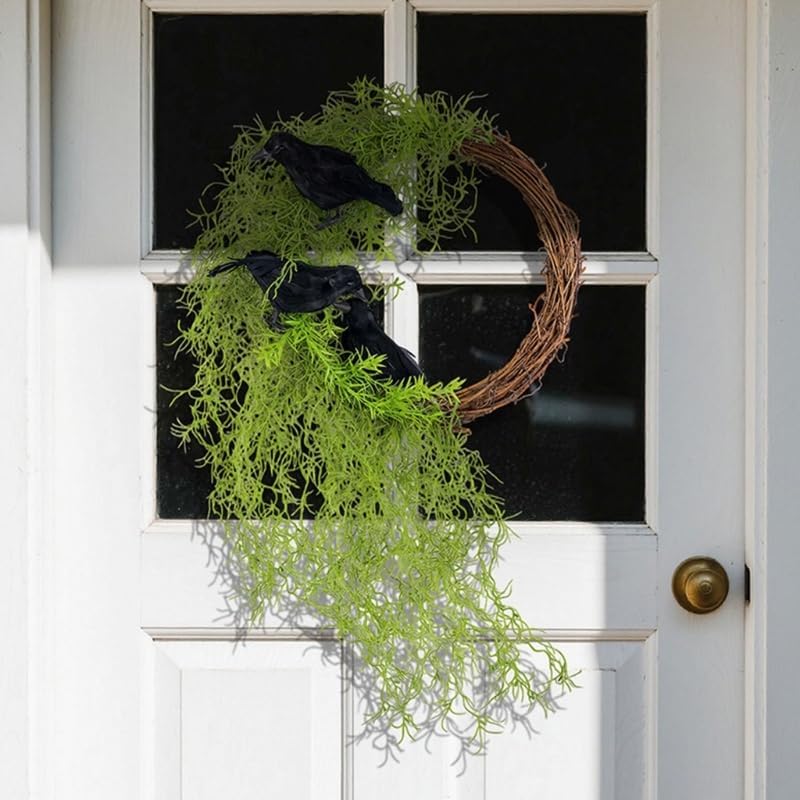 23 Inch Halloween Crow Wreath for Front Door Decor