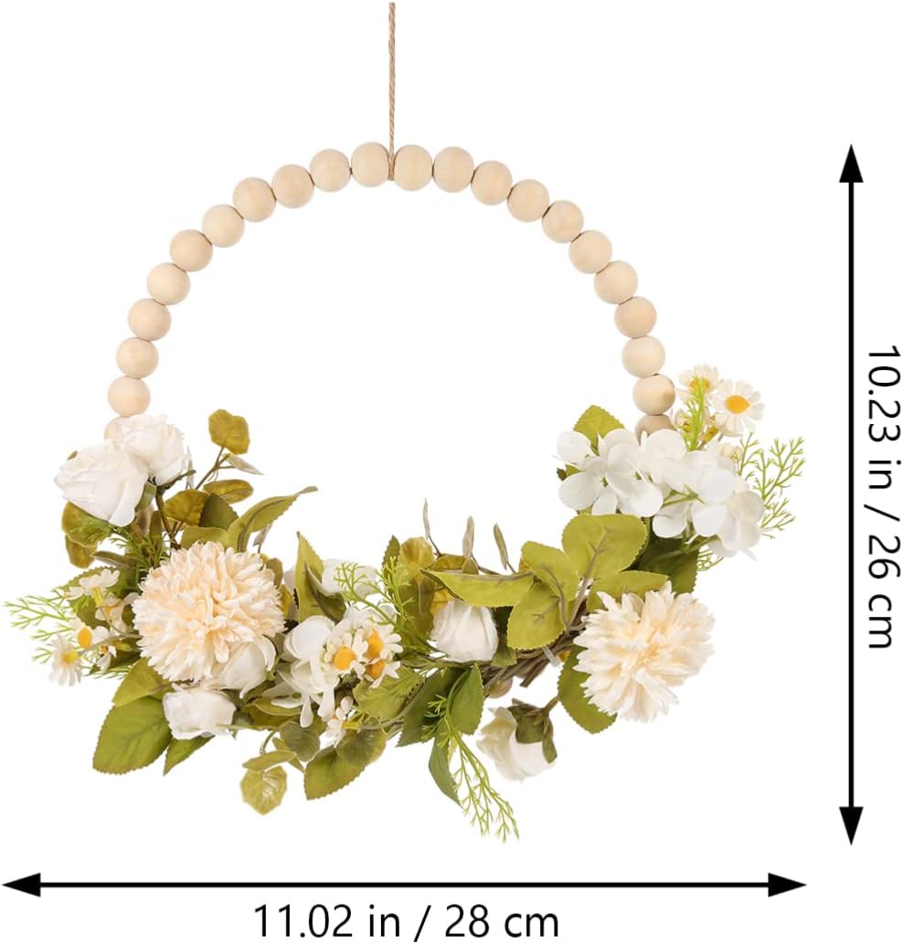 BESPORTBLE Vintage Wooden Bead Flower Wreath