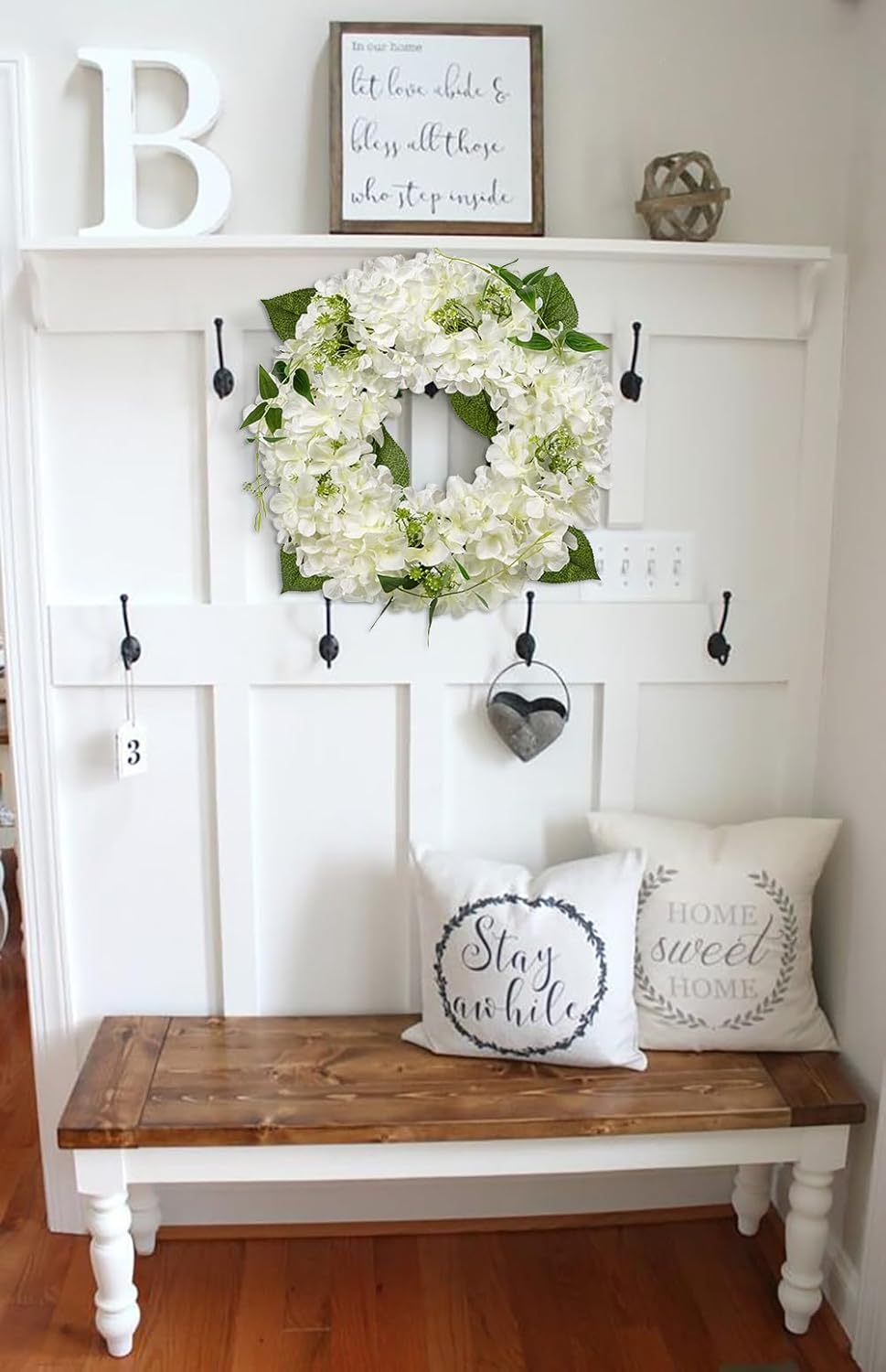 Briful White Hydrangea Artificial Wreath 165 Spring Decor