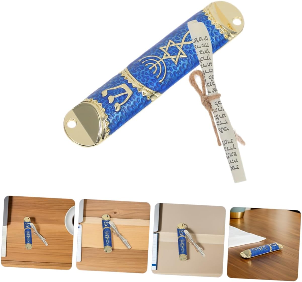 3 Sets Mezuzah Cases with Traditional Jewish Door Blessing Decor