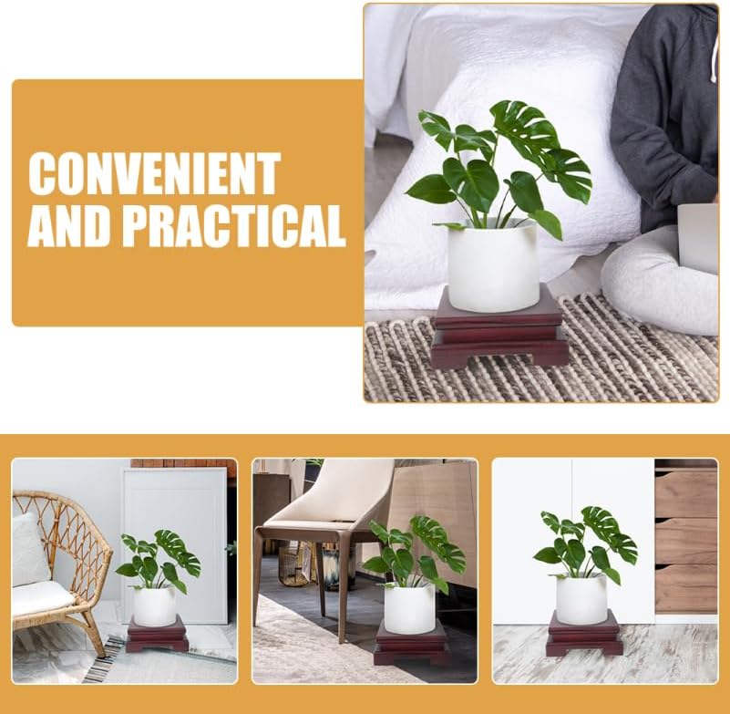 Luxshiny Small Square Wood Display Stand for Tea Pot Flowerpot Bonsai Buddha Statue