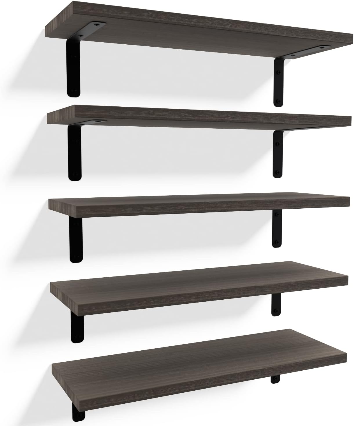 RICHER HOUSE Floating Shelves Set of 5 Deep Brown