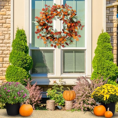 Sggvecsy 21 Inch Artificial Autumn Wreath