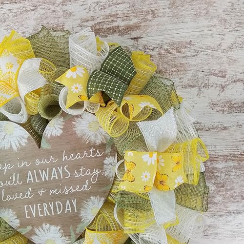 Memorial Wreath Door Hanger with Removable Heart Sign