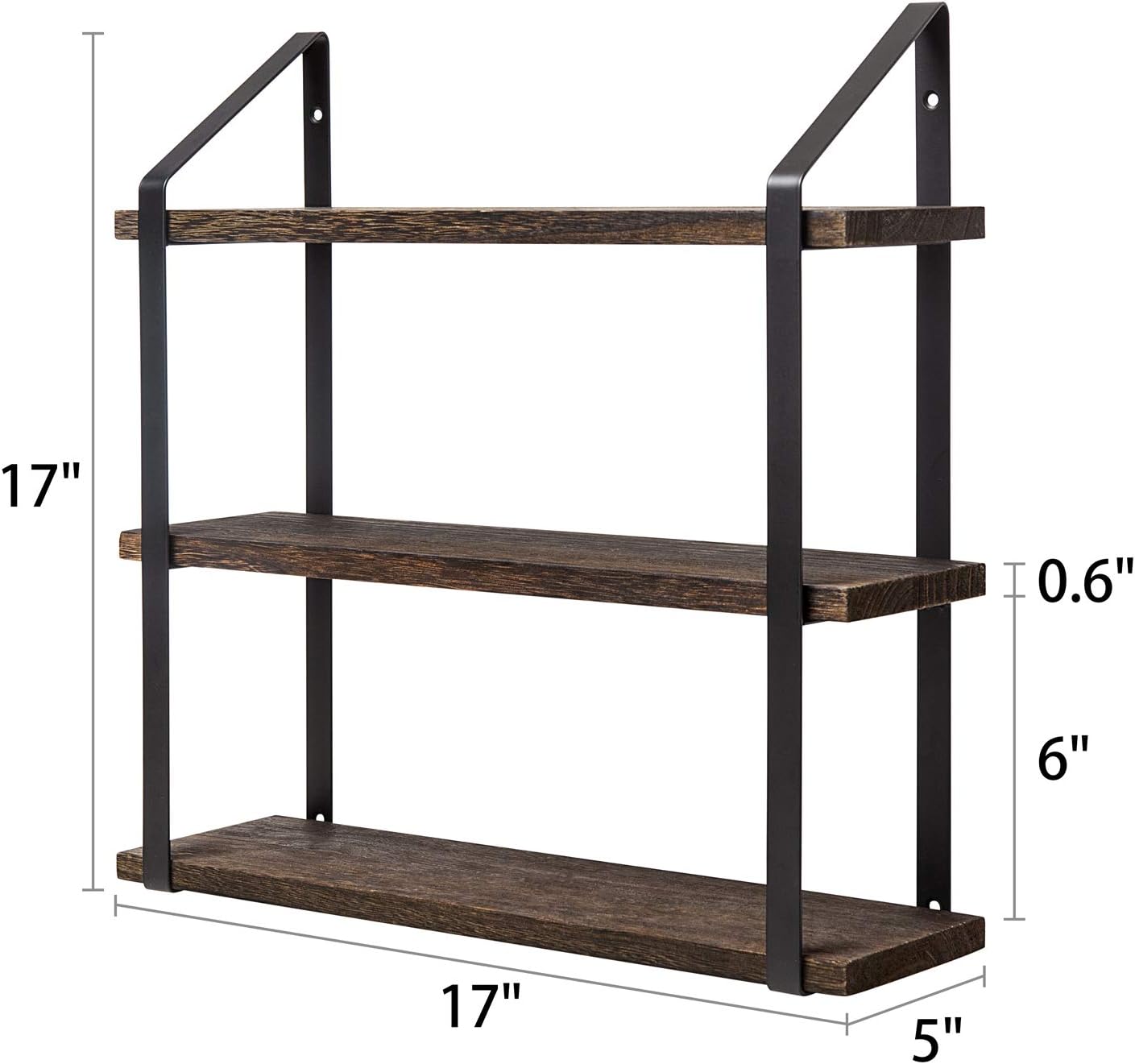 Mkono 3 Tier Floating Wall Shelf 17 Inch Rustic