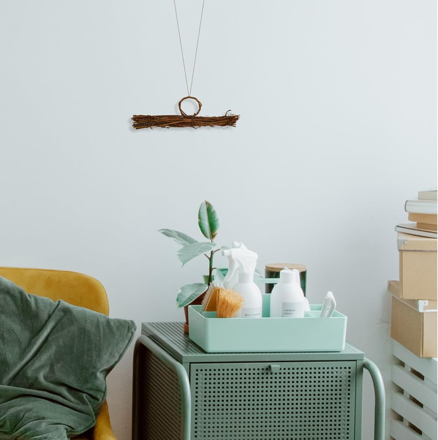 Happyyami Hanger Shape Rattan Wreath Frame DIY Crafting Hoop Ring