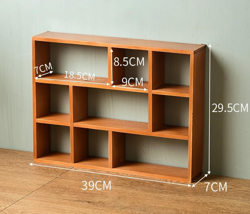AZOFIA Shadow Box Display Shelf with 9 Slots Brown Style I