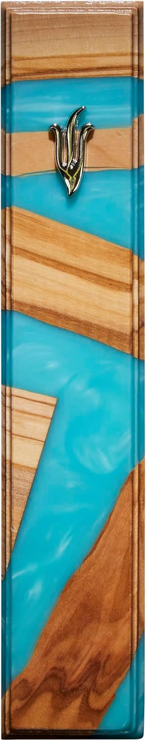 Handcrafted Wood Acrylic Mezuzah Case - Modern Jewish Door Blessing