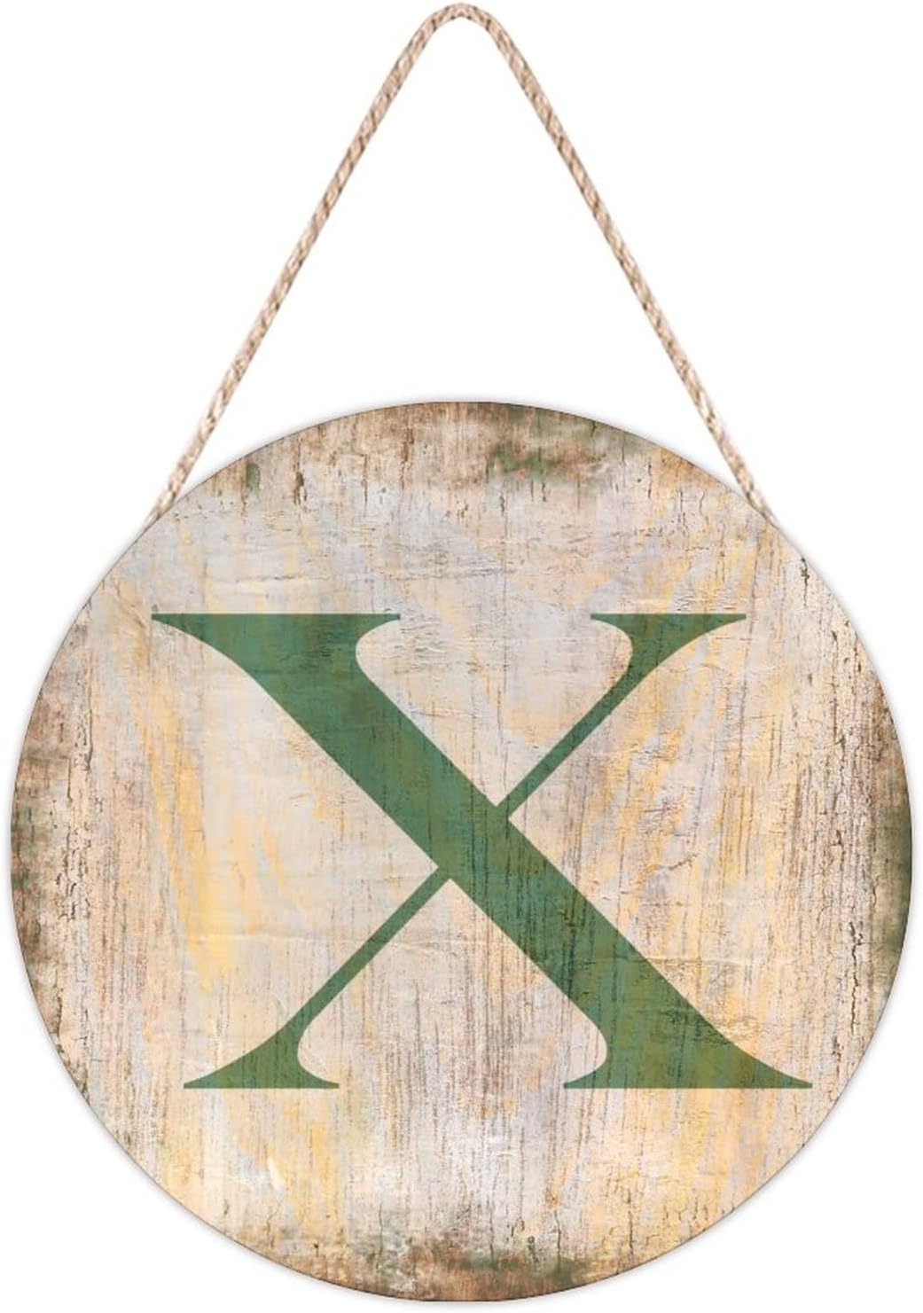 Farmhouse Door Hanger Vintage Distressed Wood with X Letter Sign 10x10in